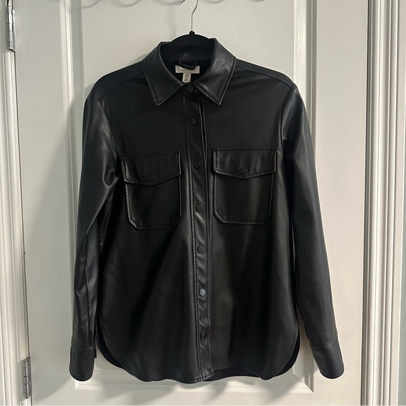 Topshop Pleather Shirt Jacket - Picture 1 of 4